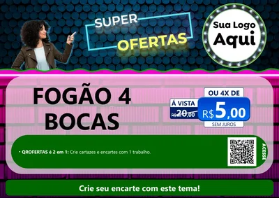 Modelo de Cartaz para Cartaz A4 Horizontal com o tema Super Ofertas para Móveis e Eletro