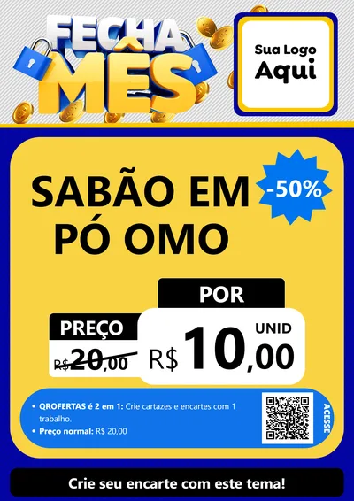 Modelo de Cartaz para Cartaz A4 Vertical com o tema Fecha Mês para Produtos de Limpeza
