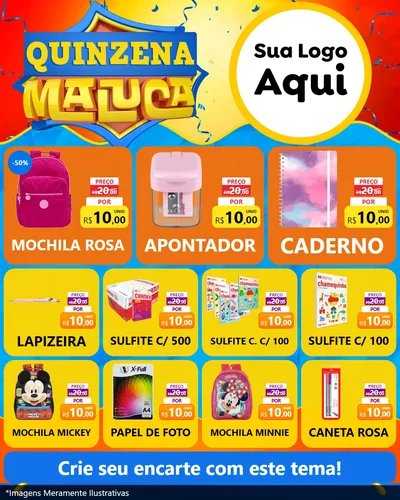 Modelo de Rede Social para Feed Instagram com o tema Quinzena Maluca para Papelaria