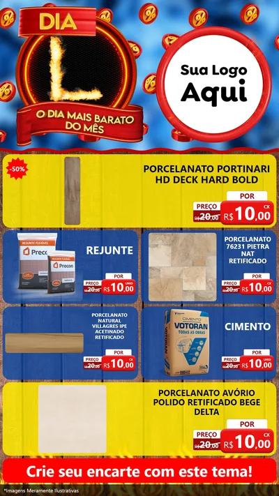 Modelo de TV para TV Vertical com o tema Dia L - O Dia Mais Barato Do Mês para Pisos e revestimentos