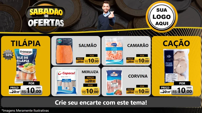 Modelo de TV para TV Horizontal com o tema Sabadão de Ofertas para Peixaria