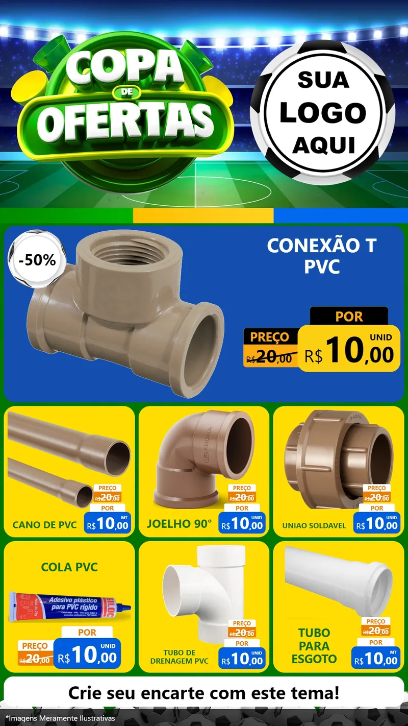 Modelo de Rede Social para Stories com o tema Copa de Ofertas para Tubos e conexões