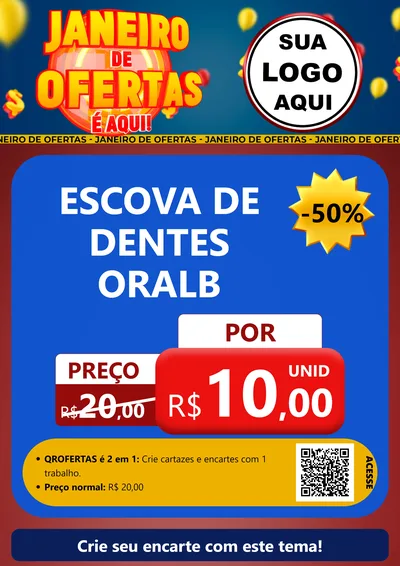 Modelo de Cartaz para Cartaz A4 Vertical com o tema Janeiro de Ofertas É Aqui! para Higiene Pessoal