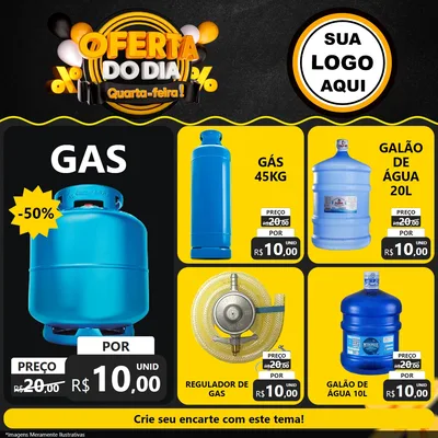 Modelo de Rede Social para Feed Facebook com o tema Oferta do Dia - Quarta Feira! para Água e gás