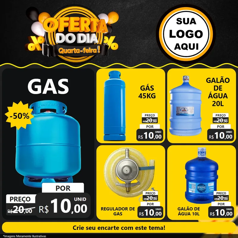 Modelo de Rede Social para Feed Facebook com o tema Oferta do Dia - Quarta Feira! para Água e gás