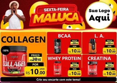 Modelo de Encarte para Encarte A4 Horizontal com o tema Sexta-feira Maluca para Suplementos alimentares