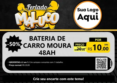 Modelo de Cartaz para Cartaz A4 Horizontal com o tema Feriado Maluco para Baterias Elétricas