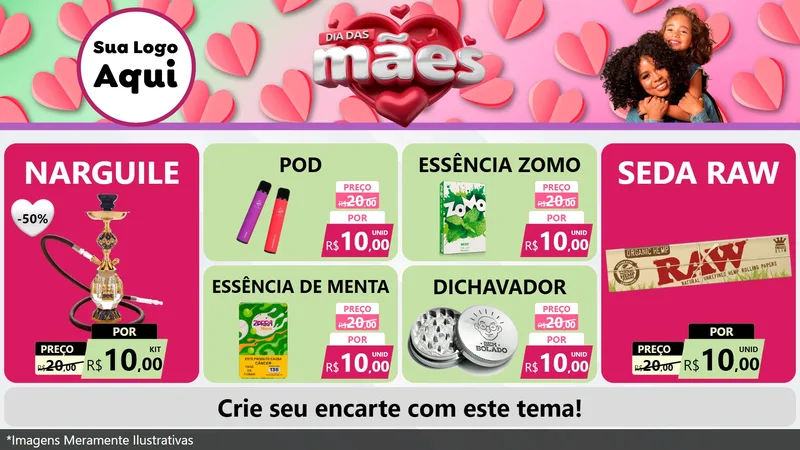 Modelo de TV para TV Horizontal com o tema Dia das Mães para Tabacaria