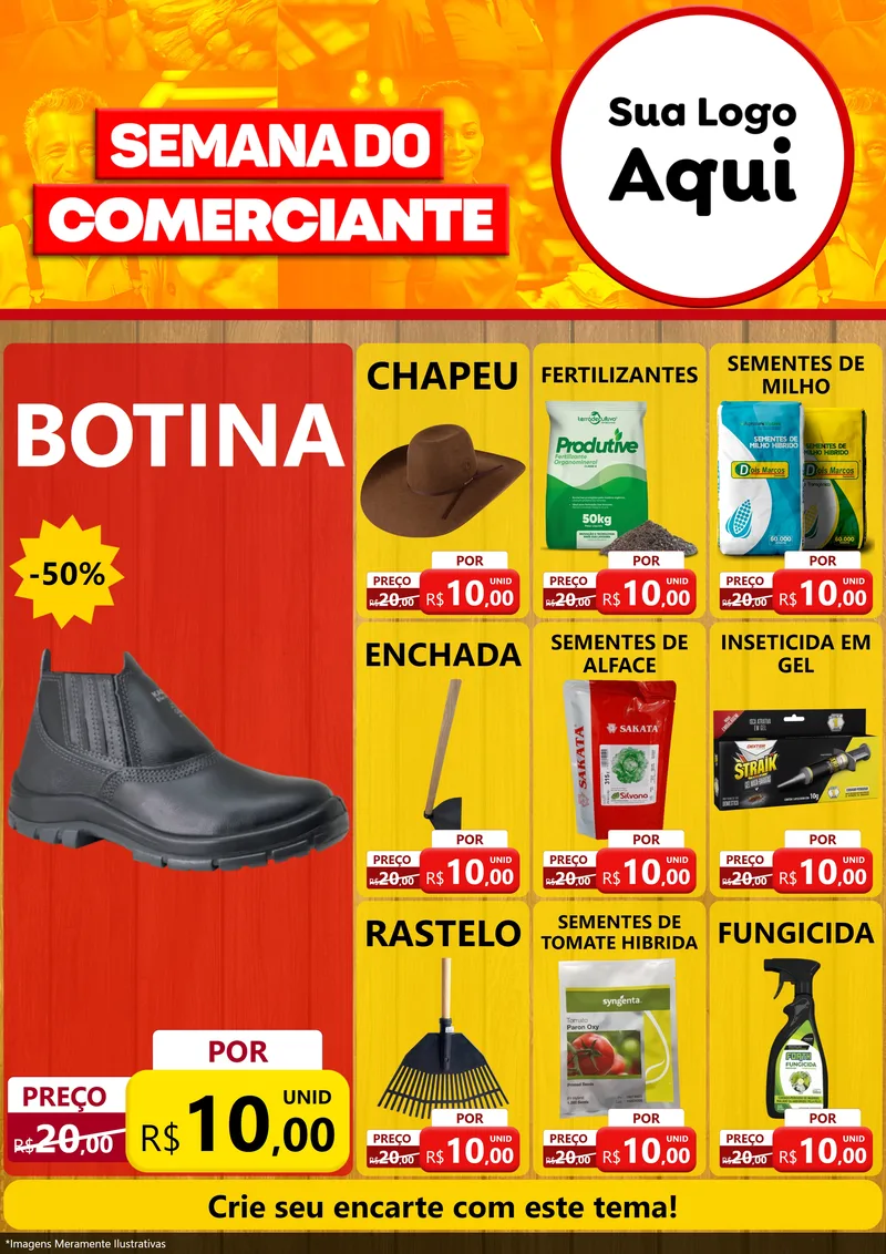Modelo de Encarte para Encarte A4 Vertical com o tema Semana do Comerciante para Agropecuária