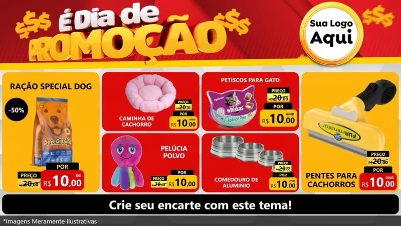 Modelo de TV para TV Horizontal com o tema É Dia De Promoção para Pet Shop