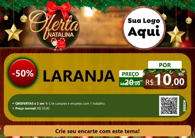 Modelo de Cartaz para Cartaz A4 Horizontal com o tema Ofertas Natalina para Hortifrúti
