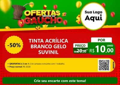 Modelo de Cartaz para Cartaz A4 Horizontal com o tema Ofertas Semana Do Gaúcho para Tintas e Ferramentas