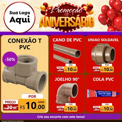 Modelo de Rede Social para Feed Facebook com o tema Promoção de Aniversário para Tubos e conexões