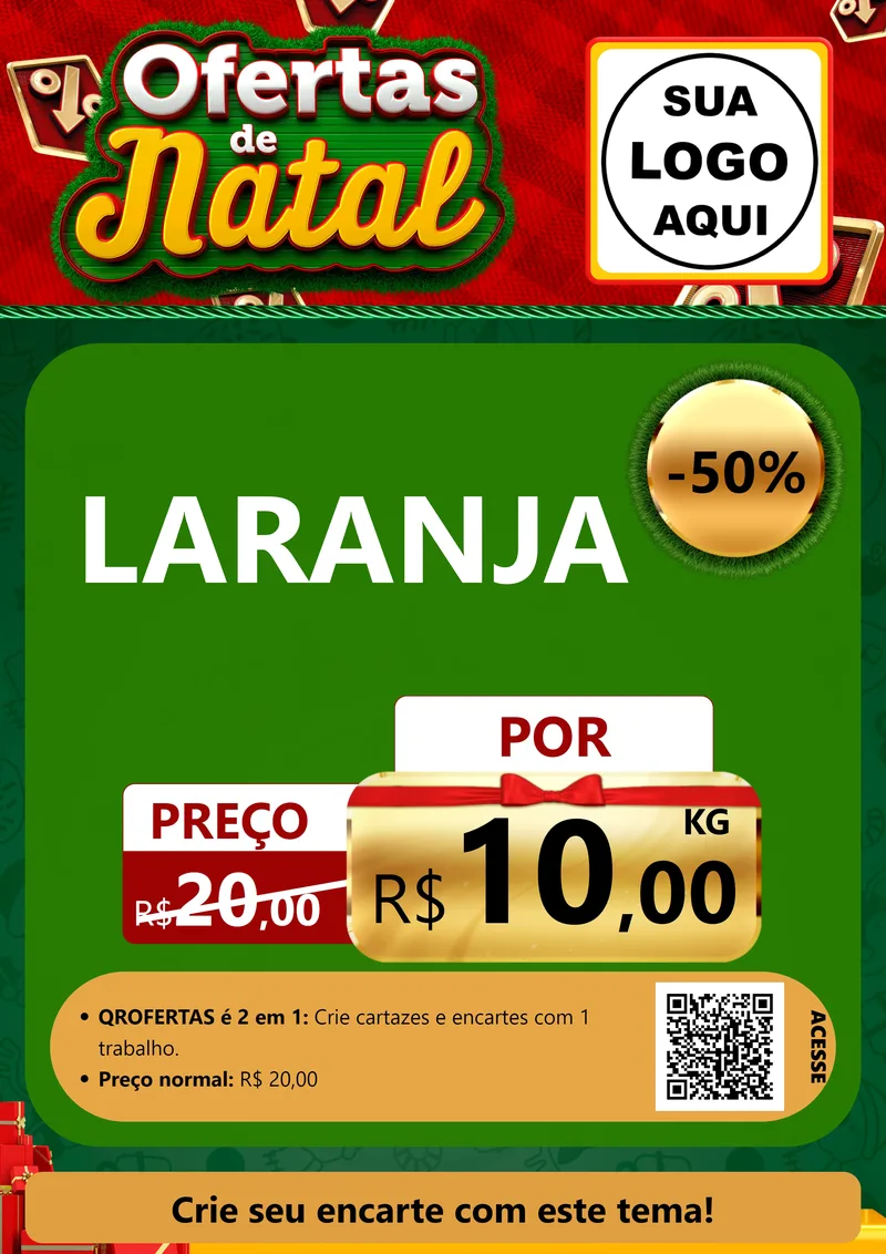 Modelo de Cartaz para Cartaz A4 Vertical com o tema Ofertas de Natal para Hortifrúti