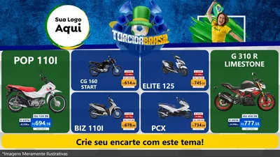 Modelo de TV para TV Horizontal com o tema Torcida Brasil - Copa para Concessionaria de Motos
