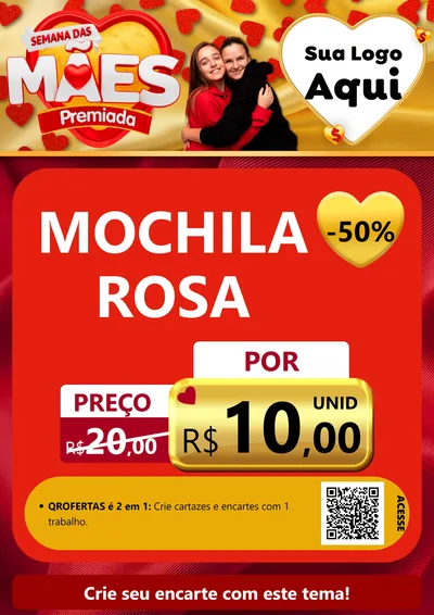 Modelo de Cartaz para Cartaz A4 Vertical com o tema Semana das Mães Premiada para Papelaria