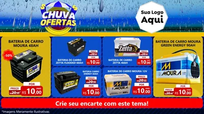 Modelo de TV para TV Horizontal com o tema Chuva de Ofertas para Baterias Elétricas