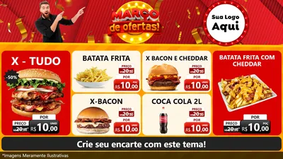 Modelo de TV para TV Horizontal com o tema Março de Ofertas! para Hamburgueria