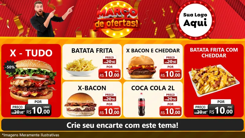 Modelo de TV para TV Horizontal com o tema Março de Ofertas! para Hamburgueria
