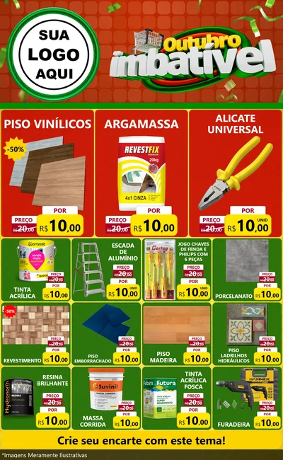 Modelo de Encarte para Encarte Grande com o tema Outubro Imbatível para Material para Construção