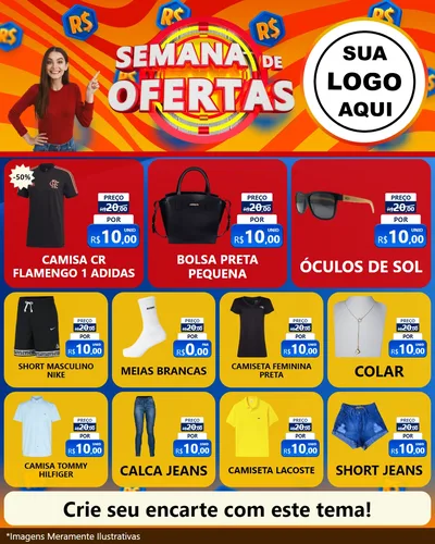 Modelo de Rede Social para Feed Instagram com o tema Semana de Ofertas para Roupas e acessórios
