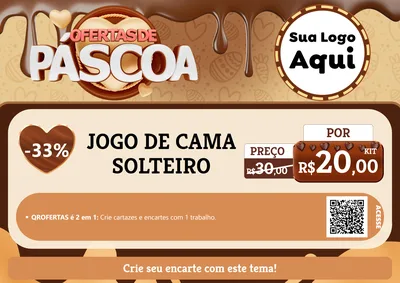 Modelo de Cartaz para Cartaz A4 Horizontal com o tema Ofertas de Páscoa para Cama, Mesa e Banho