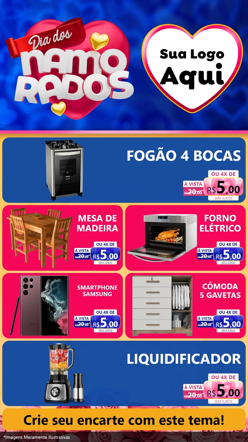 Modelo de TV para TV Vertical com o tema Dia dos namorados para Móveis e Eletro