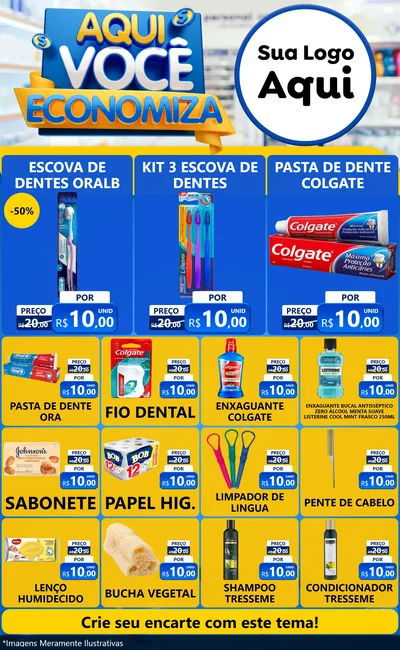 Modelo de Encarte para Encarte Grande com o tema Aqui Você Economiza para Higiene Pessoal