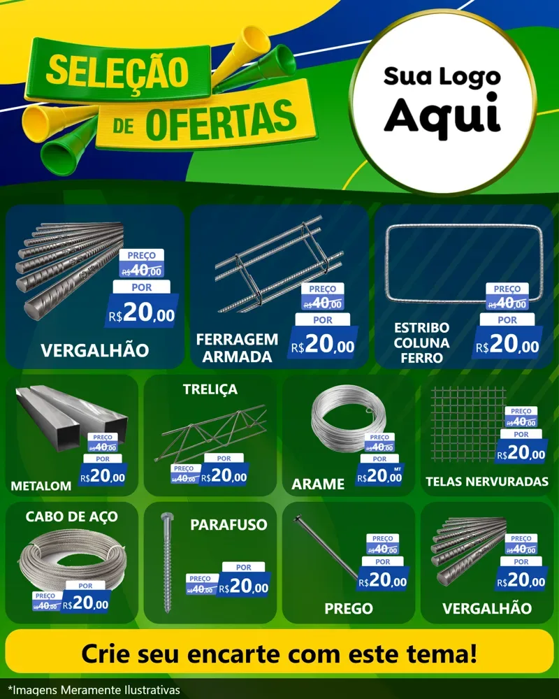 Modelo de Rede Social para Feed Instagram com o tema Seleção de Ofertas - Copa para Ferragens