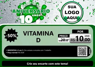 Modelo de Cartaz para Cartaz A4 Horizontal com o tema Promoção de Aniversário - 10 Anos para Farmácia