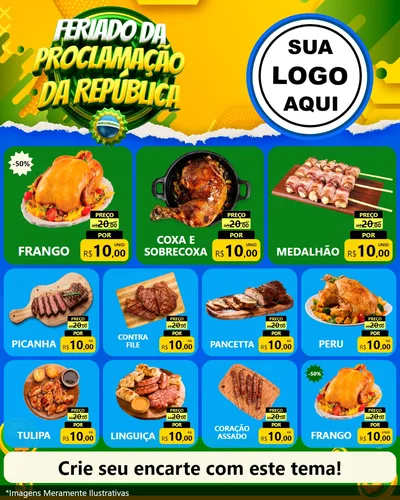 Modelo de Rede Social para Feed Instagram com o tema Feriado da Proclamação da República para Assados