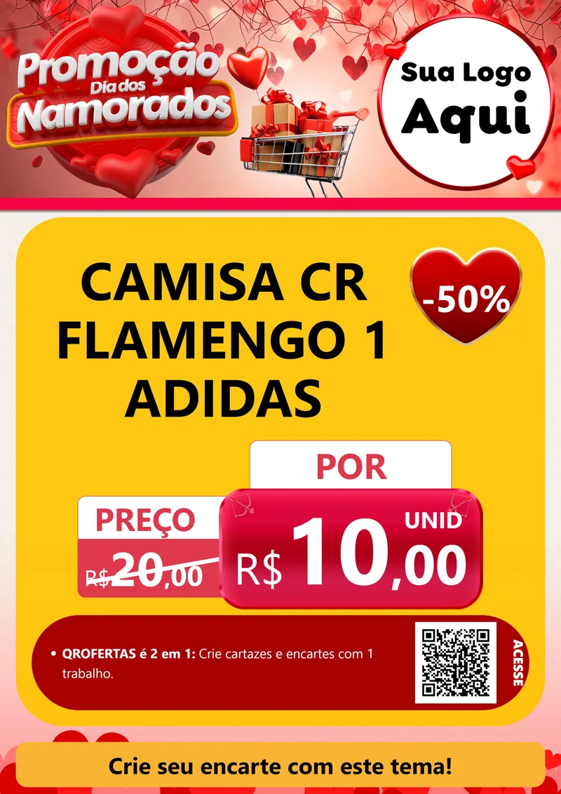 Modelo de Cartaz para Cartaz A4 Vertical com o tema Promoção Dia dos Namorados para Roupas e acessórios