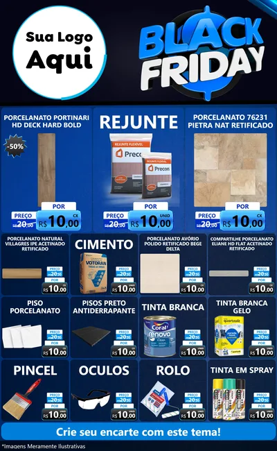 Modelo de Encarte para Encarte Grande com o tema Black Friday para Pisos e revestimentos