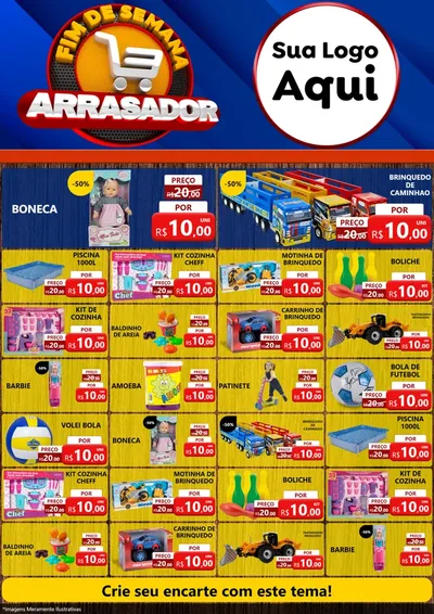 Modelo de Encarte para Encarte A4 Vertical com o tema Fim De Semana Arrasador para Brinquedos