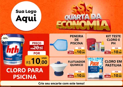 Modelo de Encarte para Encarte A4 Horizontal com o tema Quarta da Economia para Produtos para Piscina
