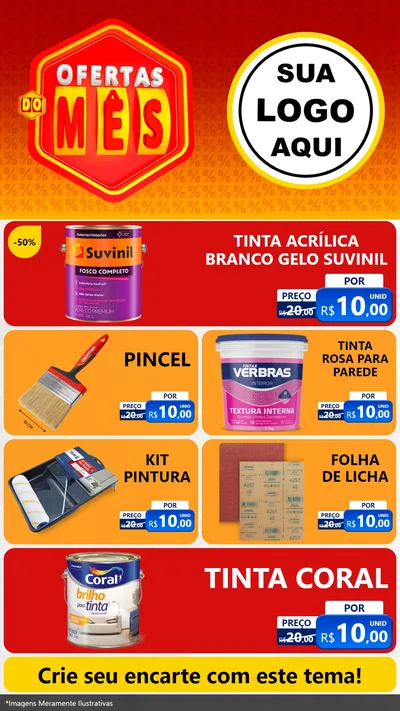 Modelo de TV para TV Vertical com o tema Ofertas do Mês para Tintas e Ferramentas