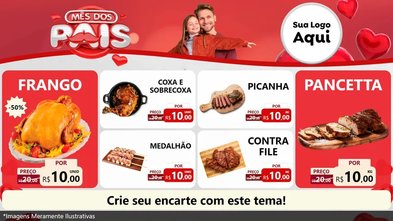 Modelo de TV para TV Horizontal com o tema Mês dos Pais para Assados