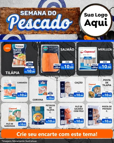 Modelo de Rede Social para Feed Instagram com o tema Semana do Pescado para Peixaria