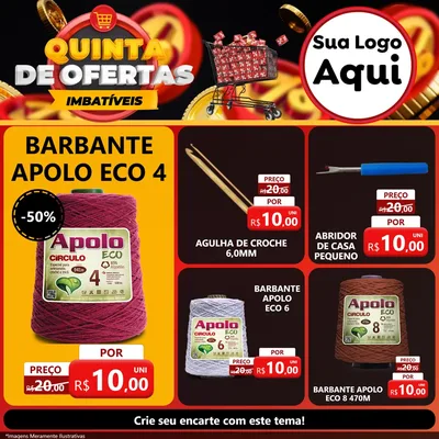 Modelo de Rede Social para Feed Facebook com o tema Quinta de Ofertas Imbatíveis para Armarinho e Aviamentos