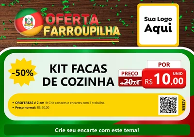 Modelo de Cartaz para Cartaz A4 Horizontal com o tema Oferta Farroupilha para Utilidades Domésticas