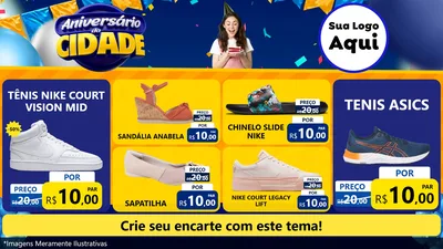 Modelo de TV para TV Horizontal com o tema Aniversário da Cidade para Calçados
