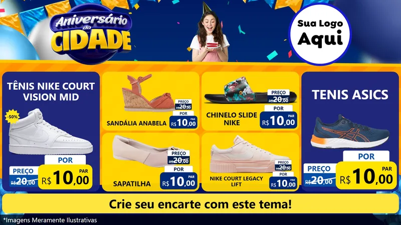 Modelo de TV para TV Horizontal com o tema Aniversário da Cidade para Calçados