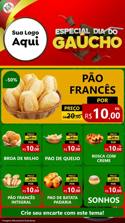 Modelo de Rede Social para Stories com o tema Especial Dia do Gaúcho para Padaria