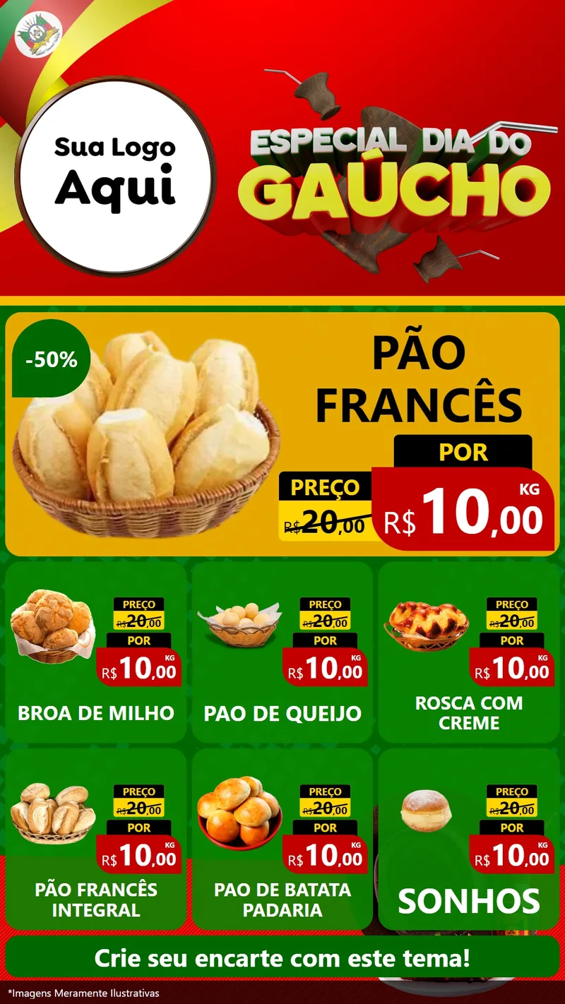 Modelo de Rede Social para Stories com o tema Especial Dia do Gaúcho para Padaria