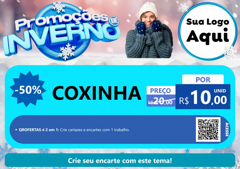 Modelo de Cartaz para Cartaz A4 Horizontal com o tema Promoções de Inverno para Salgadaria