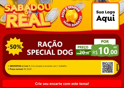 Modelo de Cartaz para Cartaz A4 Horizontal com o tema Sabadou do Real para Pet Shop
