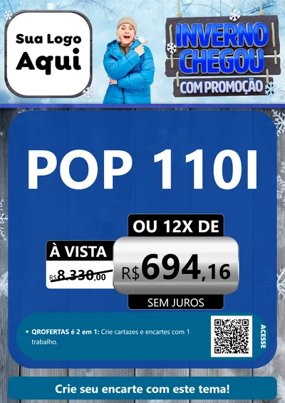 Modelo de Cartaz para Cartaz A4 Vertical com o tema Inverno Chegou Com Promoção para Concessionaria de Motos