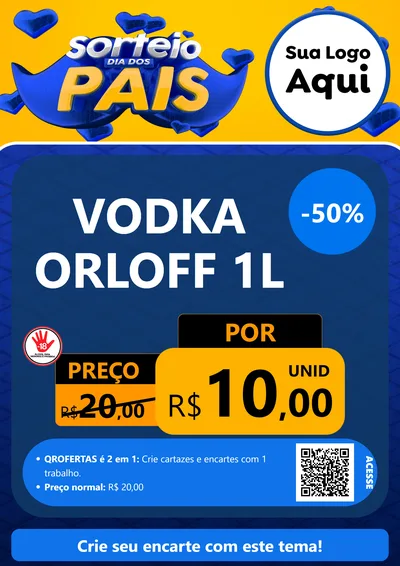 Modelo de Cartaz para Cartaz A4 Vertical com o tema Sorteio Dia dos Pais para Distribuidora de bebidas