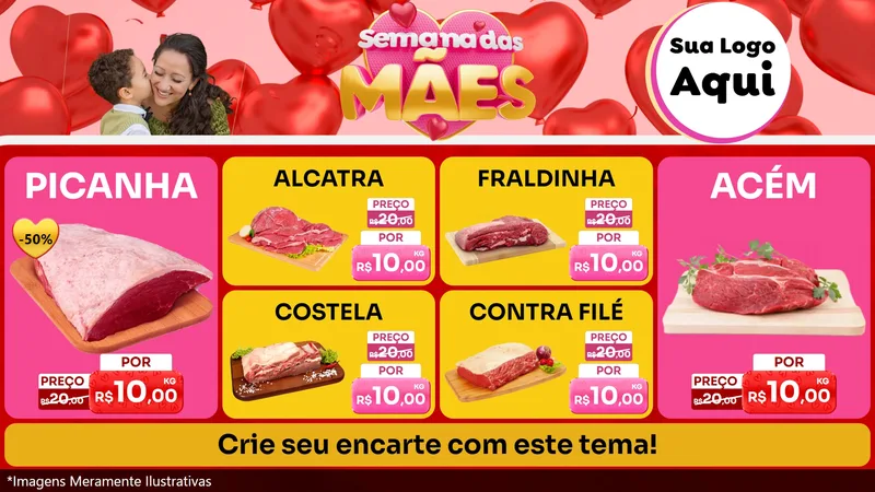 Modelo de TV para TV Horizontal com o tema Semana Das Mães para Açougue