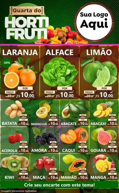 Modelo de Encarte para Encarte Grande com o tema Quarta do Hortifrúti para Hortifrúti